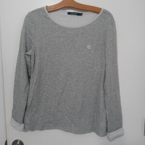 Lauren Ralph Lauren Long sleeve Thermal lined Monogrammed Pajama top Blouse M